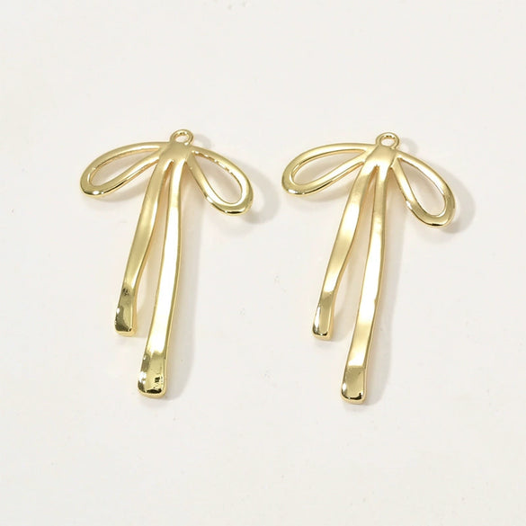Jewelry Copper Geometric Ribbon Bow Pendant Electroplated Handmade Accessories