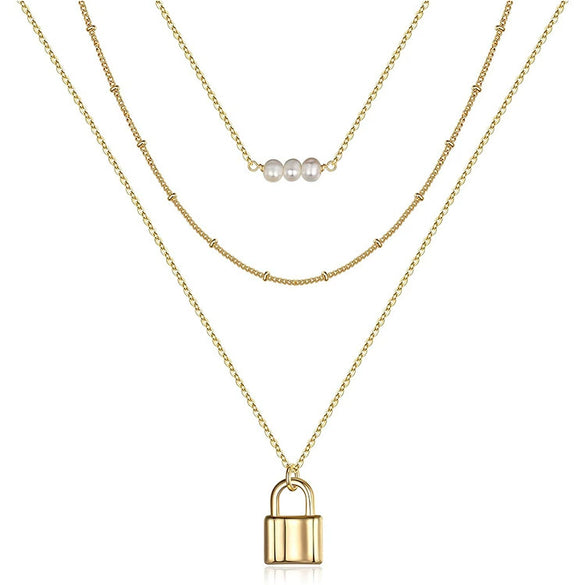 Jewelry Copper Geometric Round Cross Pieces Eye Single Double Triple Layer Multi Style Elegant Fashion Medieval Neck Chain