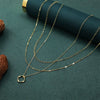 Jewelry Copper Gold Plated Geometric Threelayer Stacked Lava Ring Pendant Necklace For Women