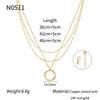 Jewelry Copper Gold Plated Geometric Threelayer Stacked Lava Ring Pendant Necklace For Women