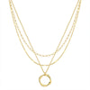 Jewelry Copper Gold Plated Geometric Threelayer Stacked Lava Ring Pendant Necklace For Women