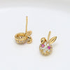 Jewelry Copper Gold Plated Inlaid Zirconium Rabbit Round Shield Badge Accessories Handmade Minimalist Electroplating