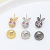 Jewelry Copper Gold Plated Inlaid Zirconium Rabbit Round Shield Badge Accessories Handmade Minimalist Electroplating