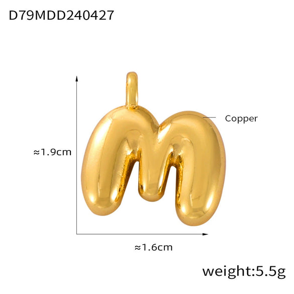 Jewelry Copper Goldplated English Letter Pendant With Geometric Pattern And Simple Style