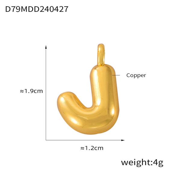 Jewelry Copper Goldplated English Letter Pendant With Geometric Pattern And Simple Style