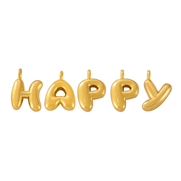 Jewelry Copper Goldplated English Letter Pendant With Geometric Pattern And Simple Style
