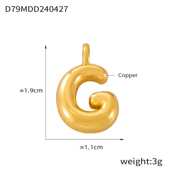 Jewelry Copper Goldplated English Letter Pendant With Geometric Pattern And Simple Style
