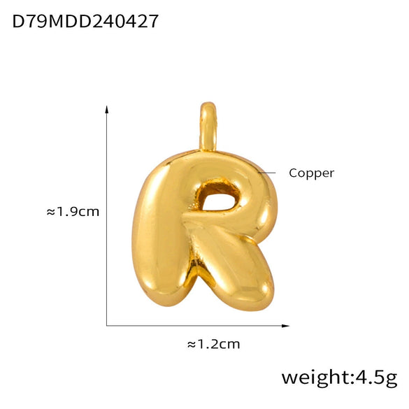Jewelry Copper Goldplated English Letter Pendant With Geometric Pattern And Simple Style