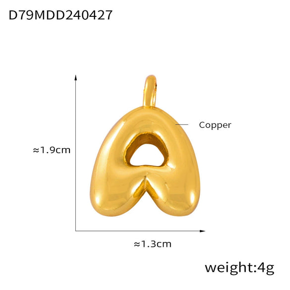 Jewelry Copper Goldplated English Letter Pendant With Geometric Pattern And Simple Style
