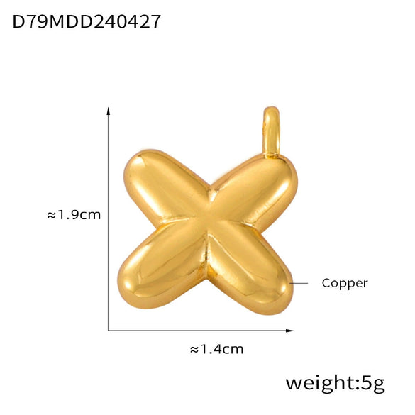 Jewelry Copper Goldplated English Letter Pendant With Geometric Pattern And Simple Style