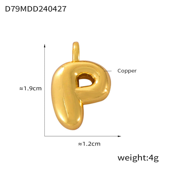 Jewelry Copper Goldplated English Letter Pendant With Geometric Pattern And Simple Style