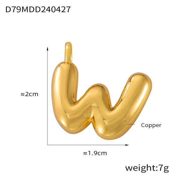 Jewelry Copper Goldplated English Letter Pendant With Geometric Pattern And Simple Style
