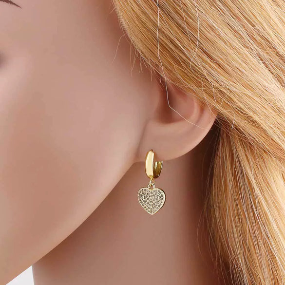 Jewelry Copper Heart Geometric U Shape Goldplated Earrings For Women