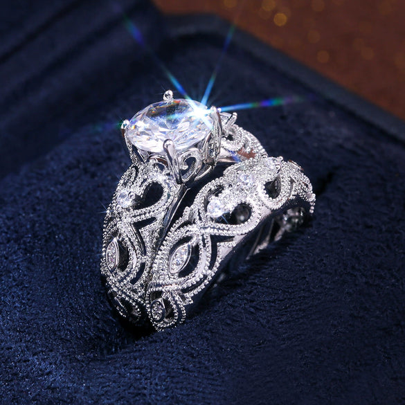 Jewelry Copper Heart Ring With Zircon For Women