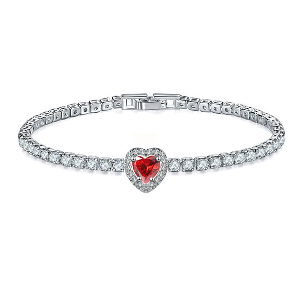 Jewelry Copper Heart Shaped Microinlaid Zircon And Glass Bracelet