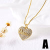 Jewelry Copper Heart Shaped Pendant Necklace With Electroplating And O Word Chain For Women