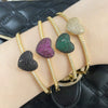 Jewelry Copper Heart Shaped Zircon Inlaid 18K Gold Plated Bracelet