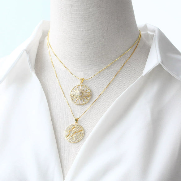 Jewelry Copper Heart Star Pendant Necklace With Electroplating