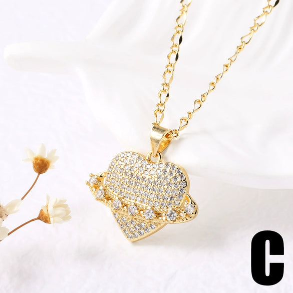 Jewelry Copper Heart Star Pendant Necklace With Electroplating
