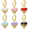 Jewelry Copper Heartshaped Dripping Oil Pendant Earrings For Women