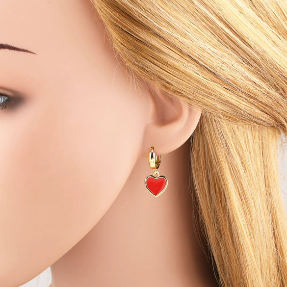 Jewelry Copper Heartshaped Electroplated Real Gold Earrings