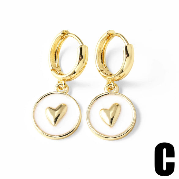 Jewelry Copper Heartshaped Electroplated Real Gold Earrings