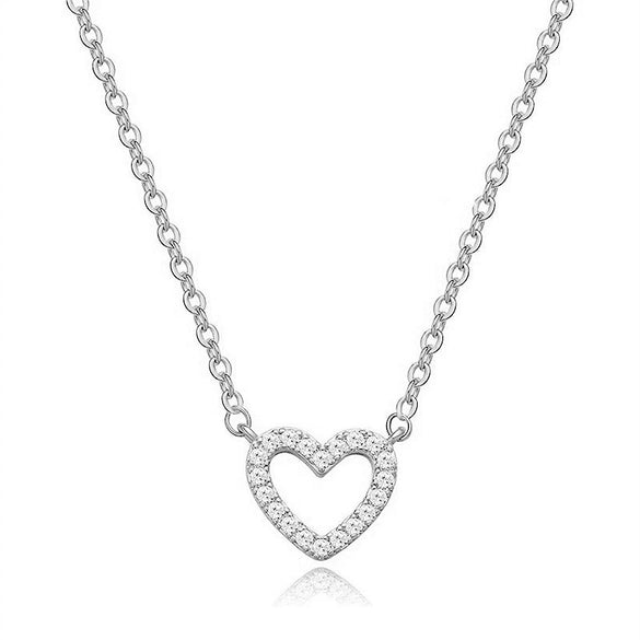 Jewelry Copper Hollow Love Geometric Shiny Microinlaid Zircon Necklace For Women
