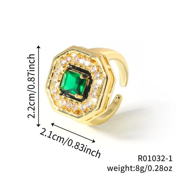 Jewelry Copper Inlaid Zircon Geometric Heart Shape Electroplating Set