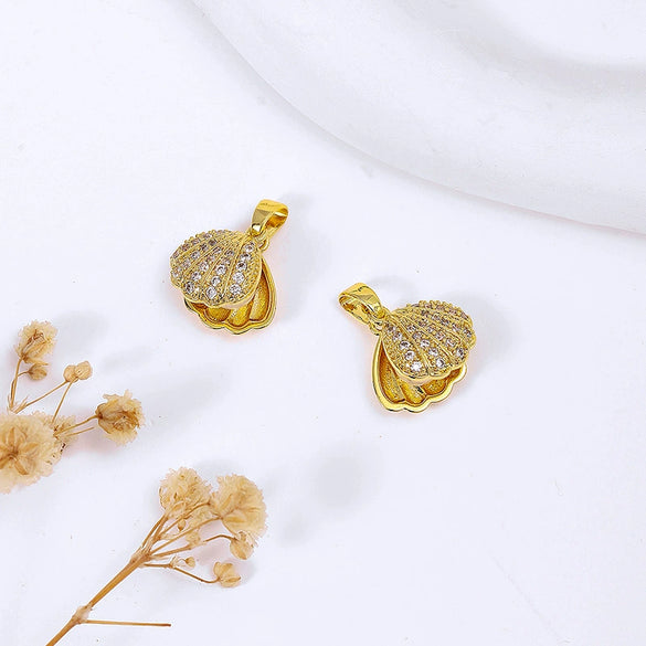 Jewelry Copper 18K Goldfilled Natural Geometric Micropaved Zircon Concentric Lock Orange Pendant Electroplating Accessories Diy Necklace Earrings