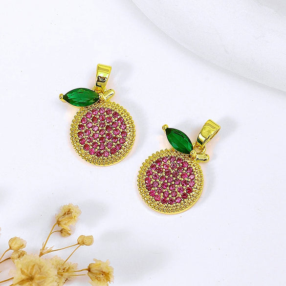 Jewelry Copper 18K Goldfilled Natural Geometric Micropaved Zircon Concentric Lock Orange Pendant Electroplating Accessories Diy Necklace Earrings