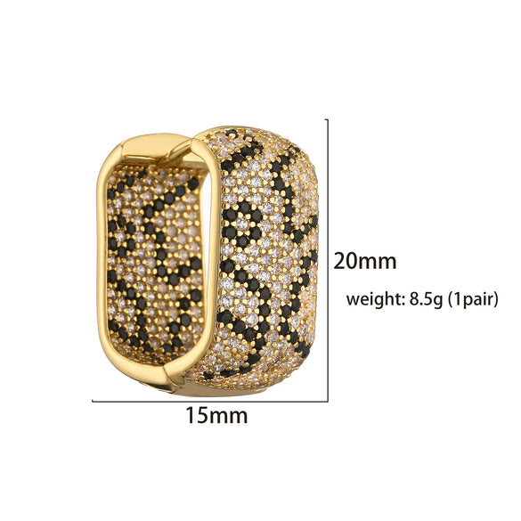 Jewelry Copper Light Luxury Geometric Leopard Snake Rectangular Earrings With Zircon For Women