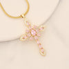 Jewelry Copper Micro Inlaid Zircon Cross Pendant Necklace