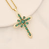 Jewelry Copper Micro Inlaid Zircon Cross Pendant Necklace