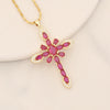 Jewelry Copper Micro Inlaid Zircon Cross Pendant Necklace