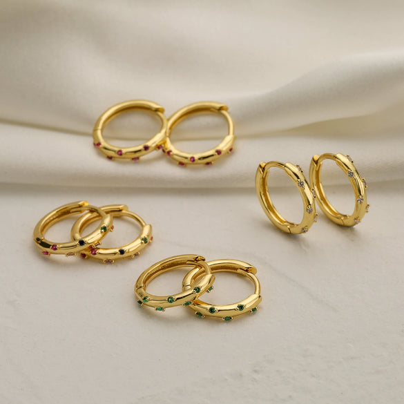 Jewelry Copper Microinlaid Colorful Zircon Geometric Elegant Women Earrings