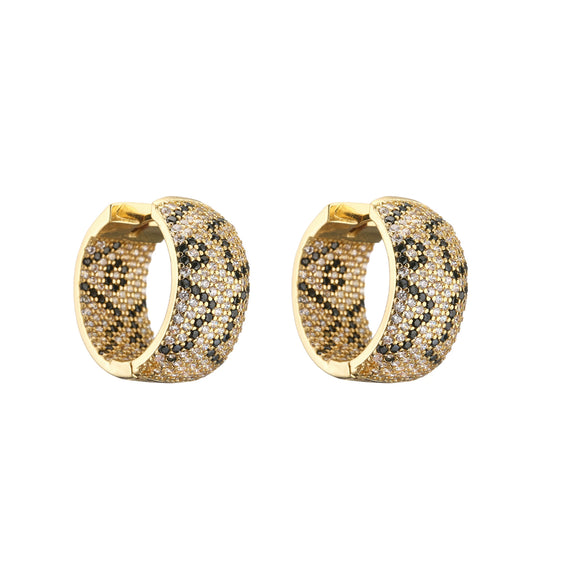 Jewelry Copper Microinlaid Zircon Leopard Geometric Pattern Electroplated Women's Earrings