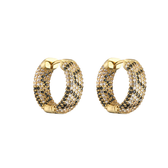 Jewelry Copper Microinlaid Zircon Leopard Geometric Pattern Electroplated Women's Earrings
