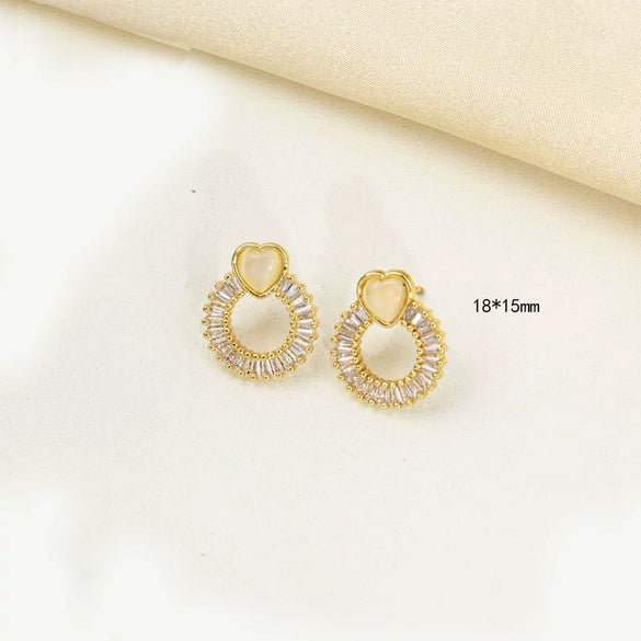 Jewelry Copper Microlay Geometric Zircon Necklace And Earrings Set Electroplating Women's Jewelry