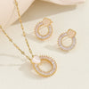 Jewelry Copper Microlay Geometric Zircon Necklace And Earrings Set Electroplating Women's Jewelry