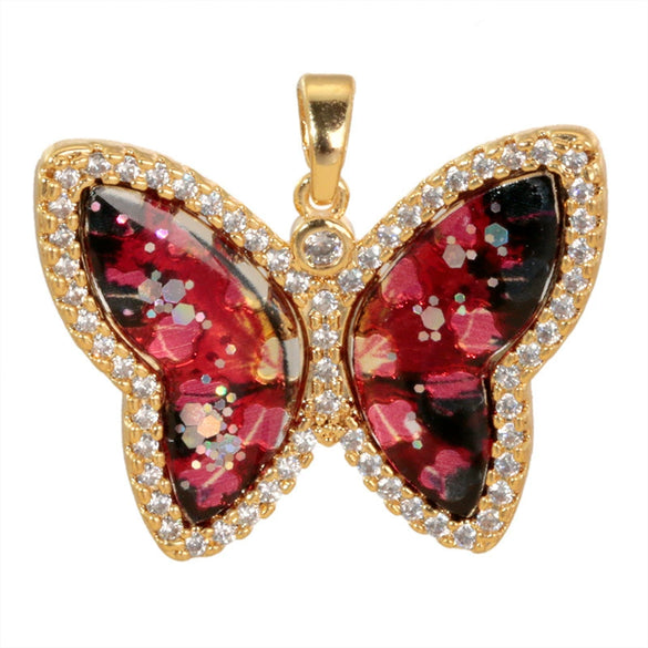 Jewelry Copper Micropaved Animal Zodiac Cartoon Style Butterfly Necklace Pendant