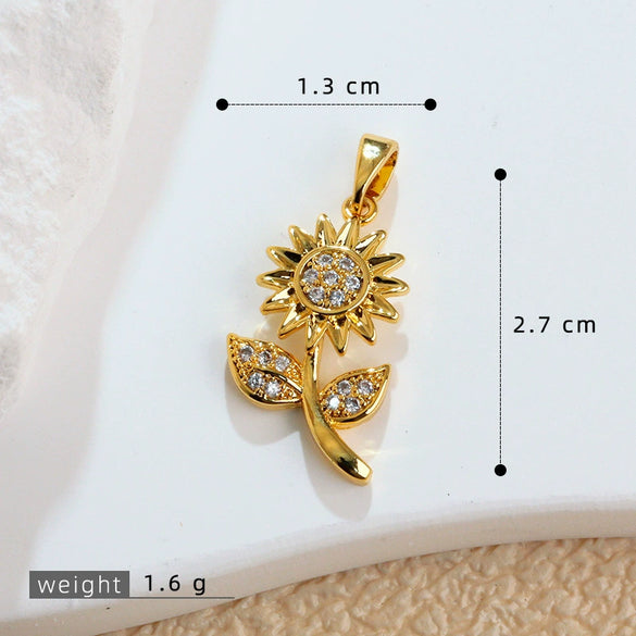 Jewelry Copper Minimalist Flower Style Electroplated Micropaved Zircon Necklace Pendant And Earrings For Women