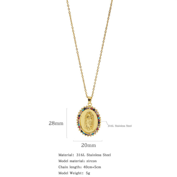 Jewelry Copper Mixed Gem Inlaid Zircon Geometric Electroplating Women's Titanium Steel Ochain Clavicle Necklace