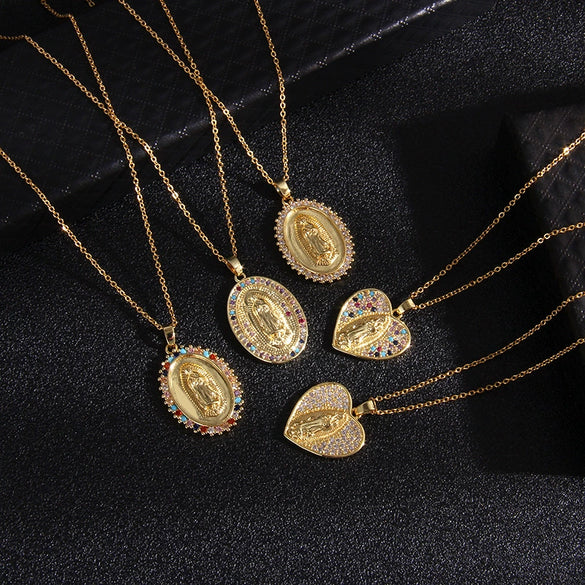 Jewelry Copper Mixed Gem Inlaid Zircon Geometric Electroplating Women's Titanium Steel Ochain Clavicle Necklace