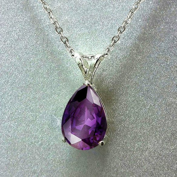 Jewelry Copper Mixed Gem Inlay Drop Pearshaped Zircon Pendant Ochain Necklace For Women