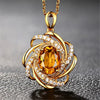 Jewelry Copper Mixed Gem Inlay Geometric Retro Flower Pendant Ochain Necklace