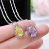 Jewelry Copper Mixed Gem Inlay Water Drops Pear Shaped Zircon Ochain Necklace For Women