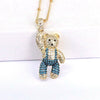 Jewelry Copper Mixed Gemstone Setting Cute Bear Pendant Necklace With Cartoon Characters Style And Electroplating Process