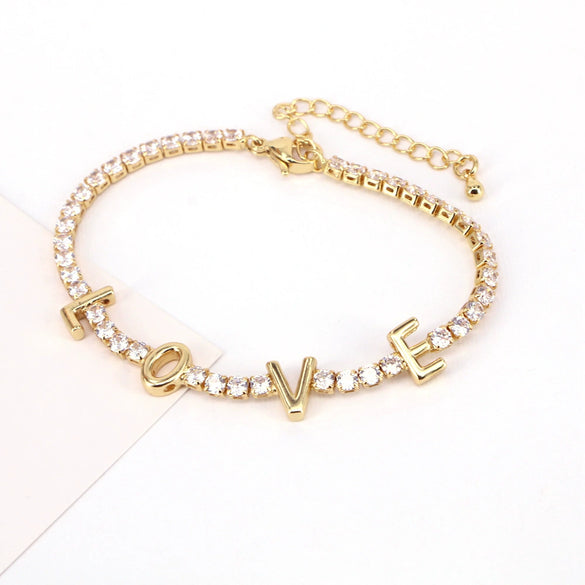 Jewelry Copper Mixed Gemstone Setting Lovely Letters Numbers Text Style Clavicle Chain Necklace