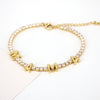 Jewelry Copper Mixed Gemstone Setting Lovely Letters Numbers Text Style Clavicle Chain Necklace