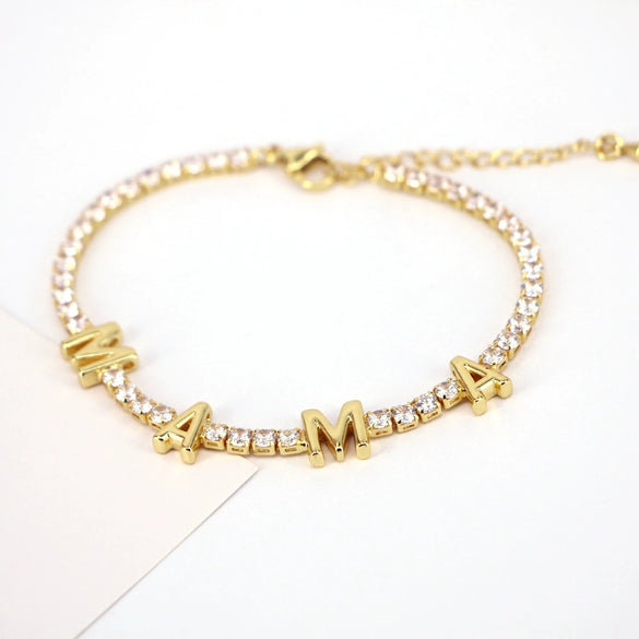 Jewelry Copper Mixed Gemstone Setting Lovely Letters Numbers Text Style Clavicle Chain Necklace